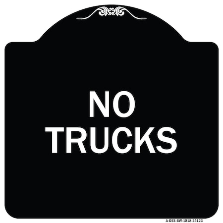 Signmission Driveway No Trucks Heavy-Gauge Aluminum Architectural Sign, 18" x 18", BW-1818-24123 A-DES-BW-1818-24123